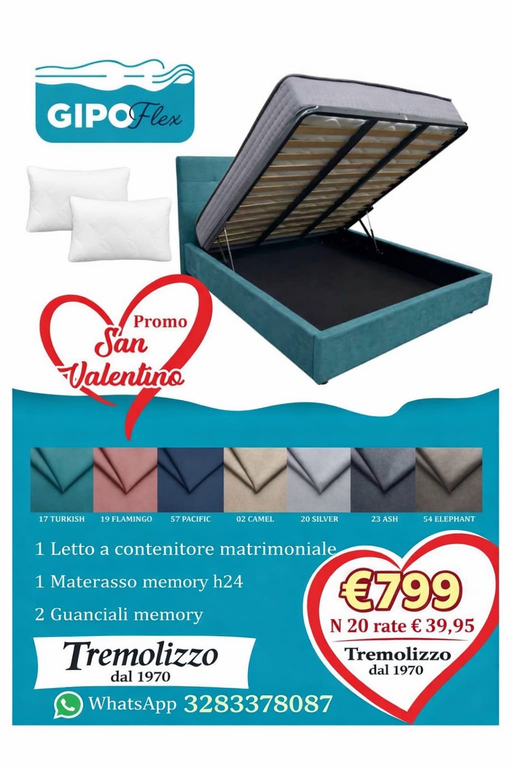 PROMO LETTO CONTENITORE + MATERASSO + CUSCINI